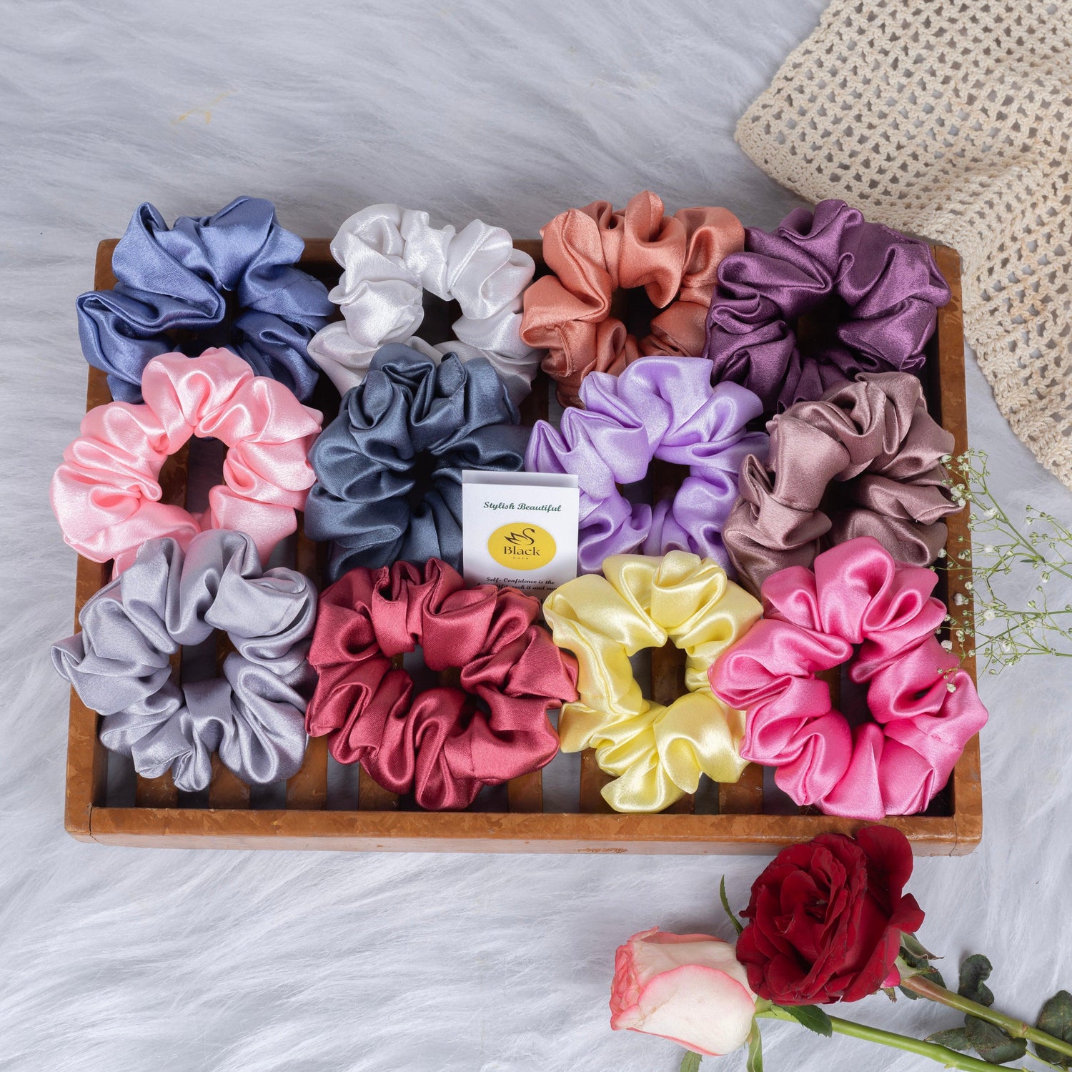 Scrunchies Multicolour Silk Satin Fabric
