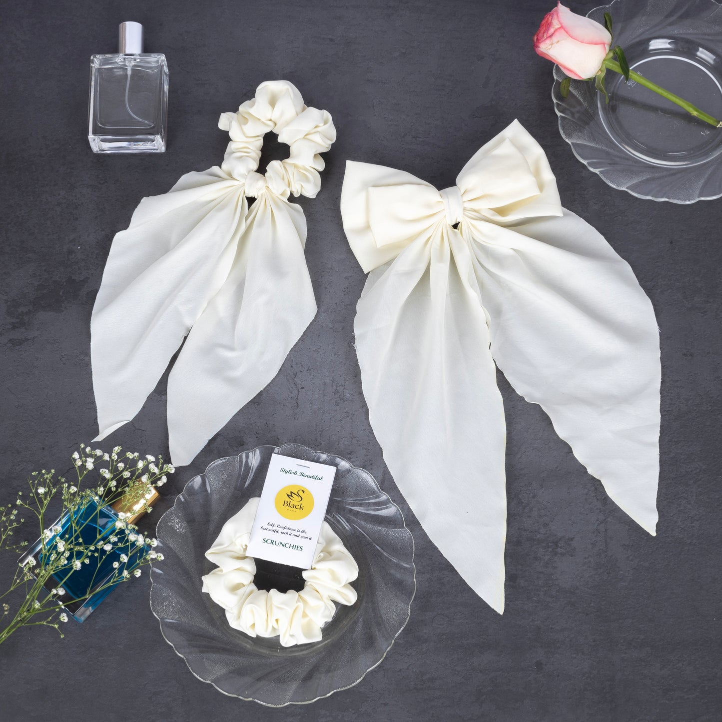 Black Duck 3 Mix Combo   Long Tail Bow, Long Hair Ties Bow,Scrunchies