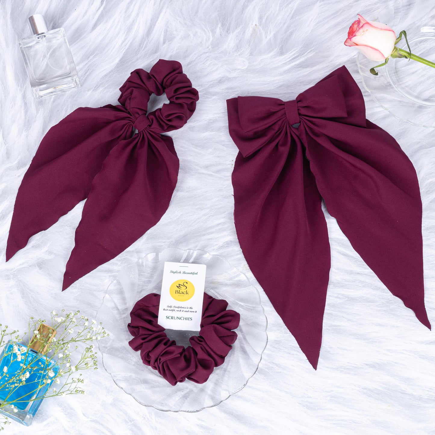 Black Duck 3 Mix Combo   Long Tail Bow, Long Hair Ties Bow,Scrunchies