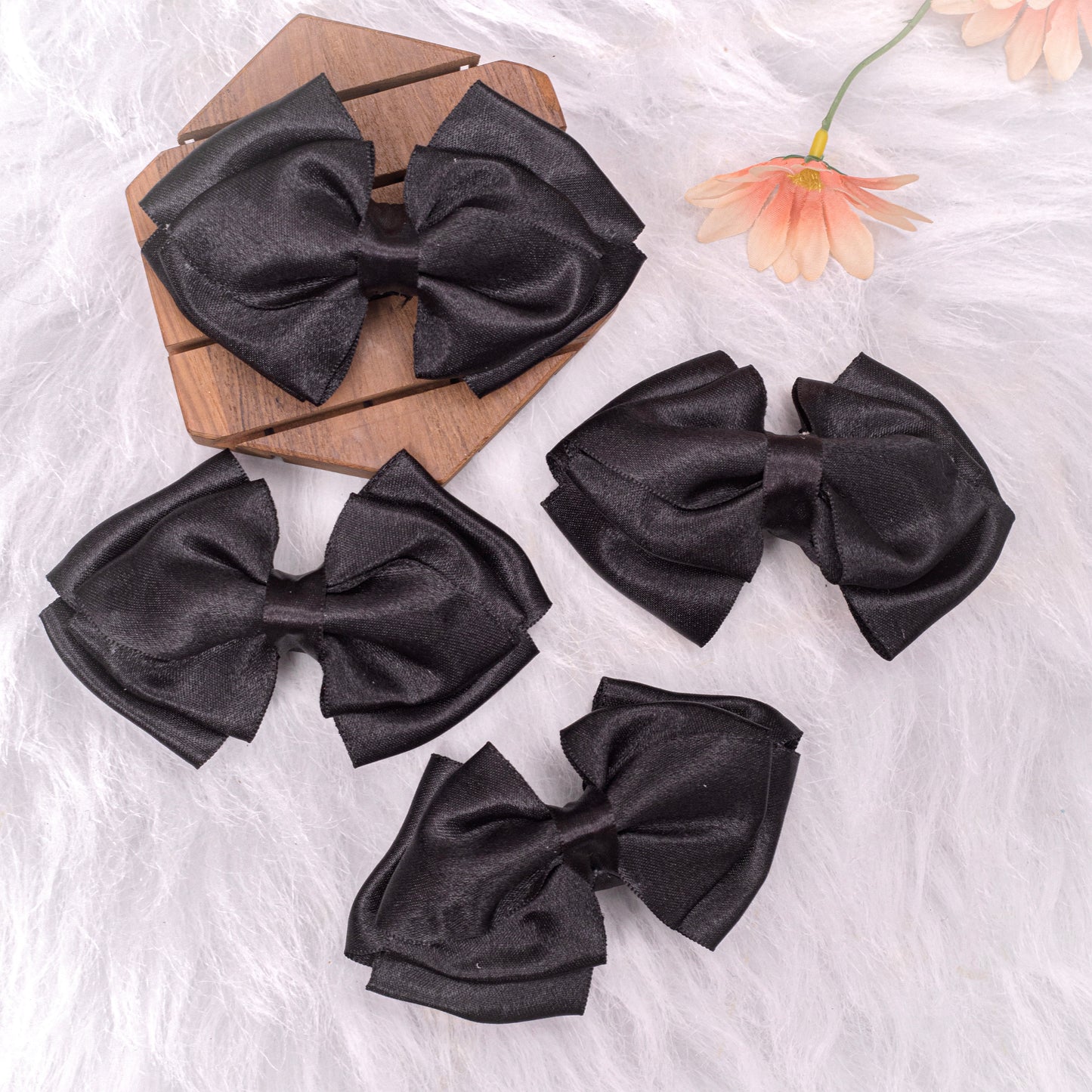 Glitter Hair Clip Single Black Colour Bow