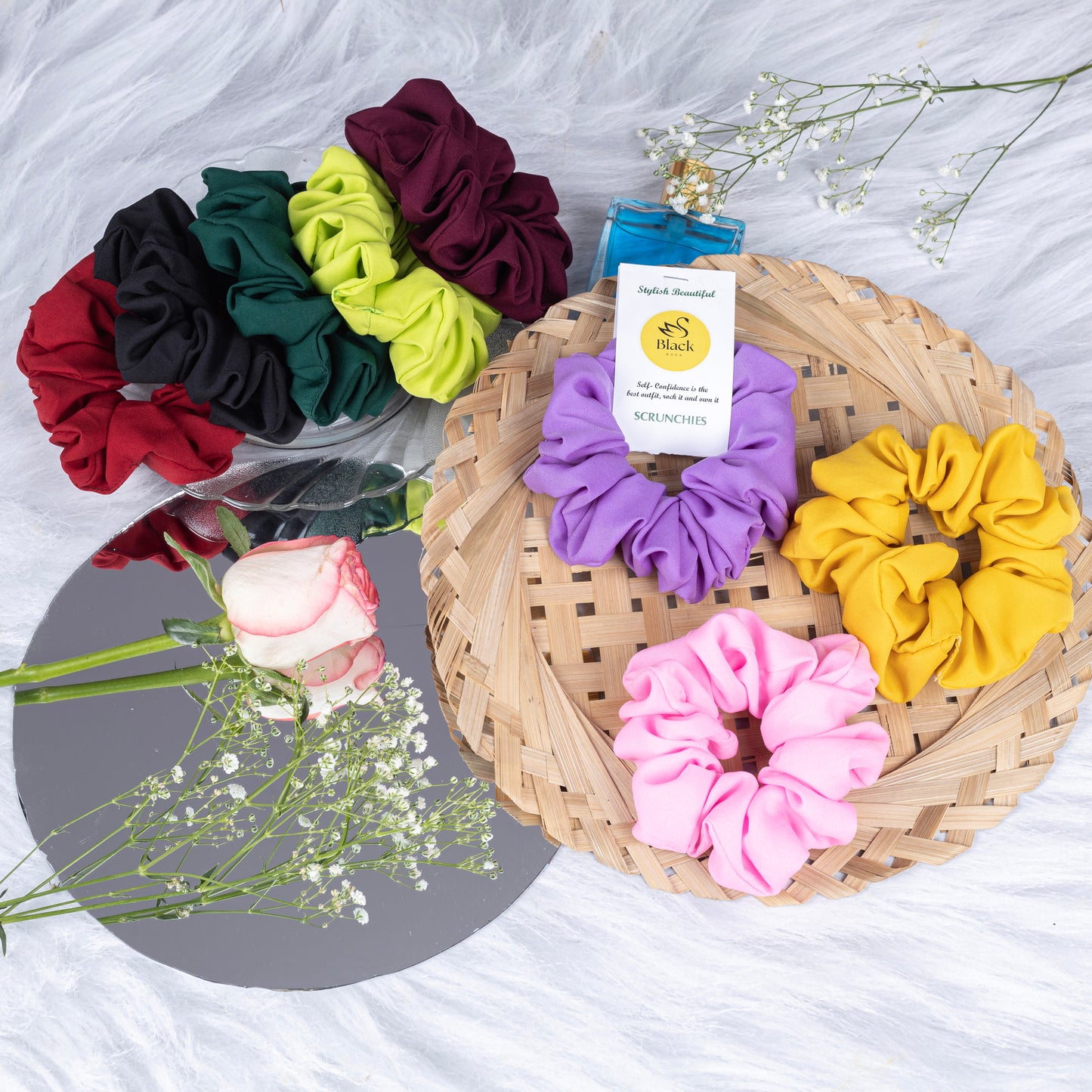 Black Duck Scrunchies Multicolour Cotton Fabric
