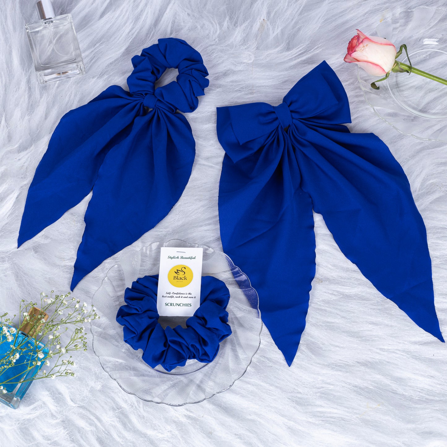 Black Duck 3 Mix Combo   Long Tail Bow, Long Hair Ties Bow,Scrunchies