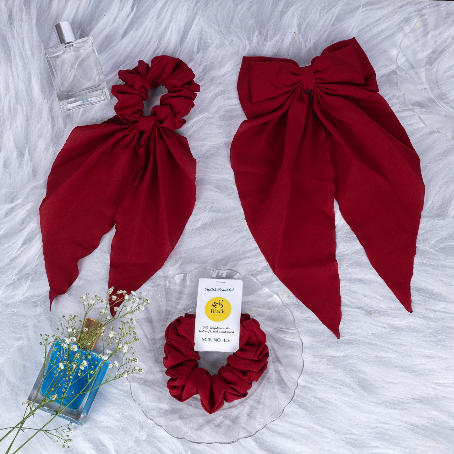 Black Duck 3 Mix Combo   Long Tail Bow, Long Hair Ties Bow,Scrunchies