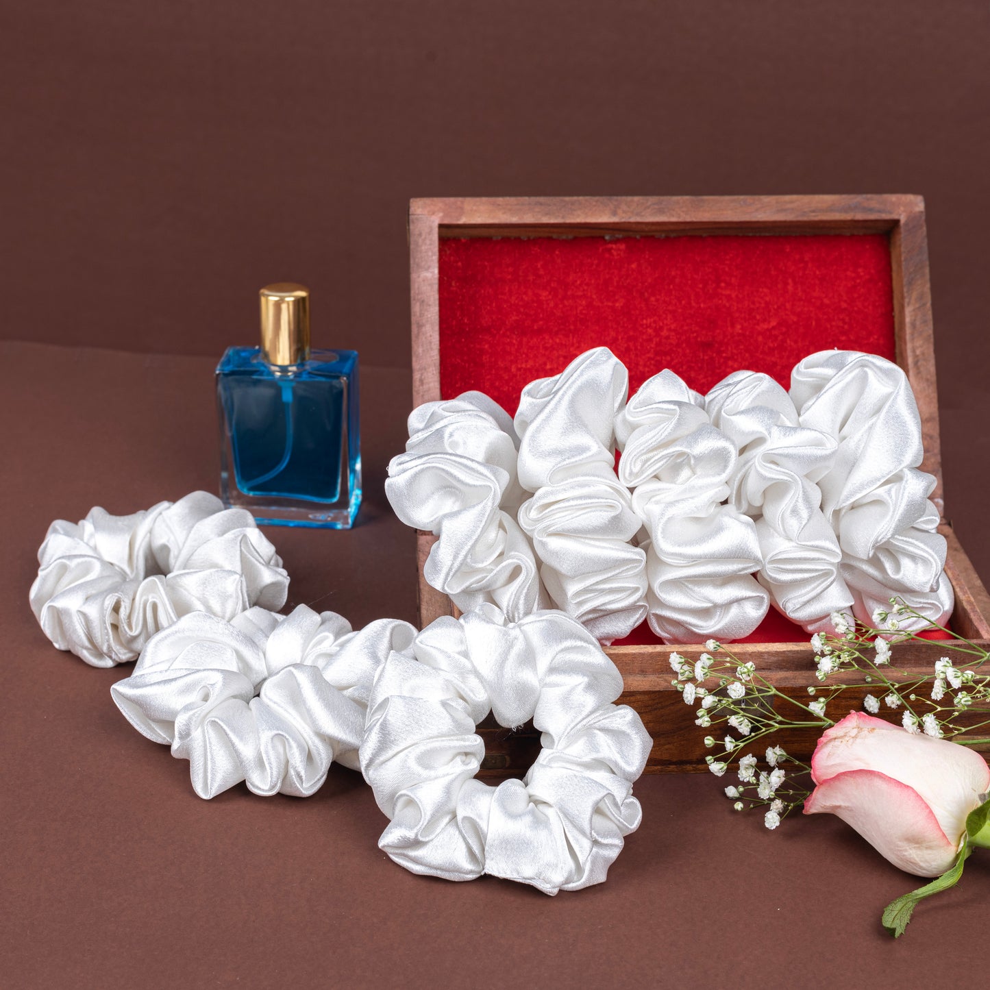 Black Duck Scrunchies White Colour Silk Satin  Fabric