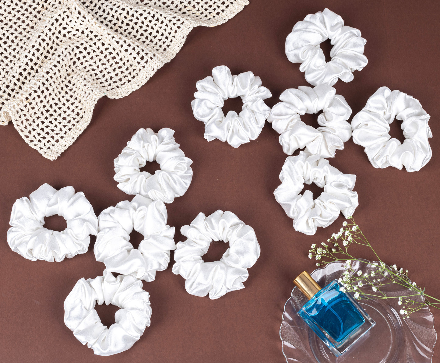 Black Duck Scrunchies White Colour Silk Satin  Fabric