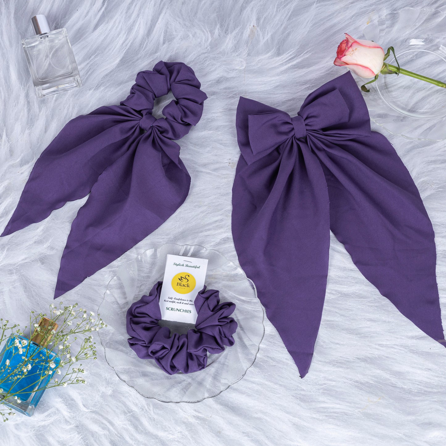 Black Duck 3 Mix Combo   Long Tail Bow, Long Hair Ties Bow,Scrunchies