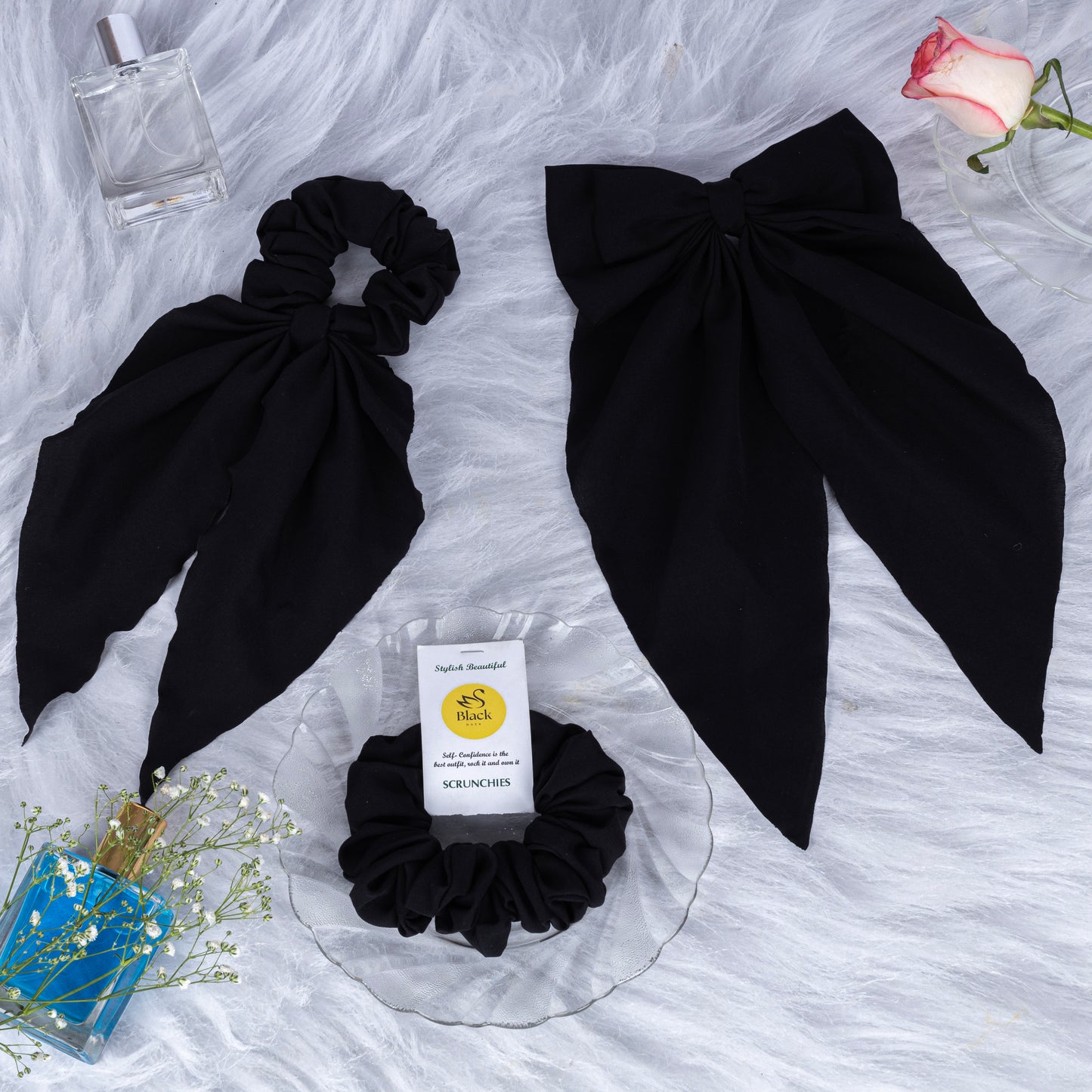 Black Duck 3 Mix Combo   Long Tail Bow, Long Hair Ties Bow,Scrunchies
