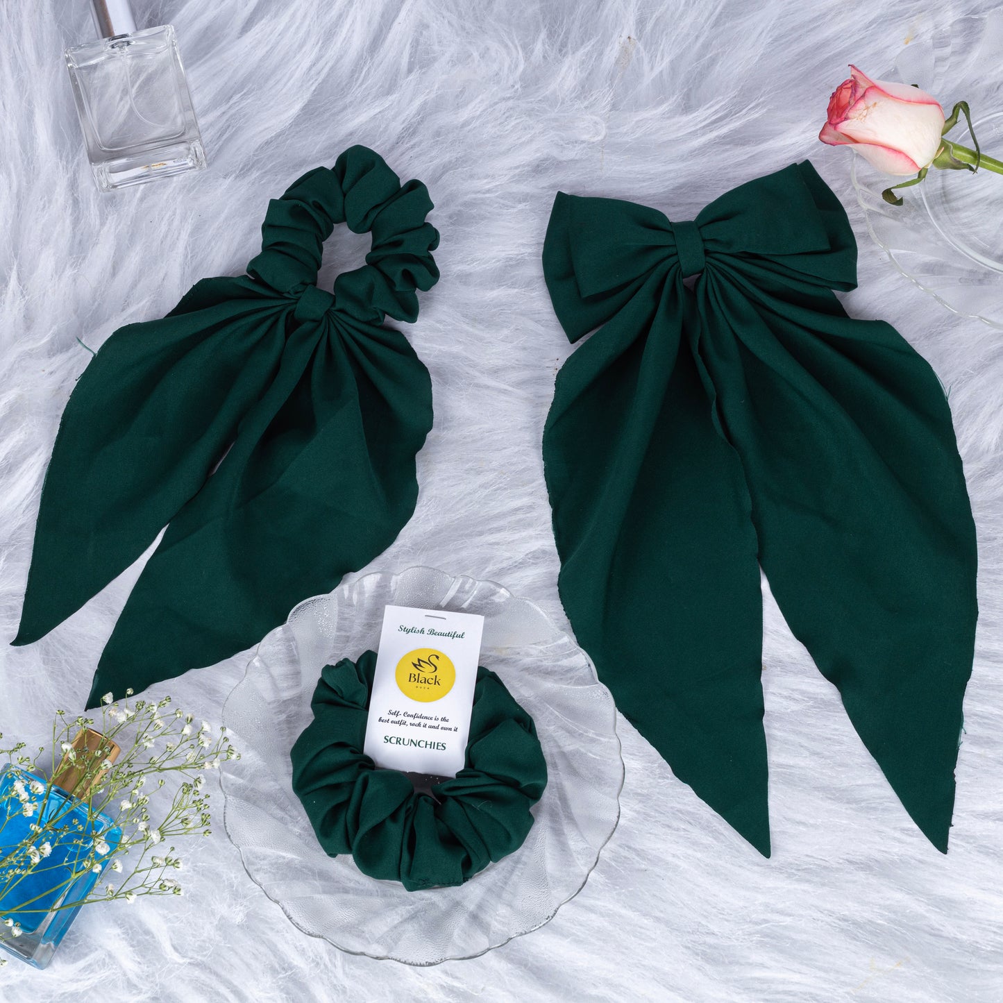 Black Duck 3 Mix Combo   Long Tail Bow, Long Hair Ties Bow,Scrunchies