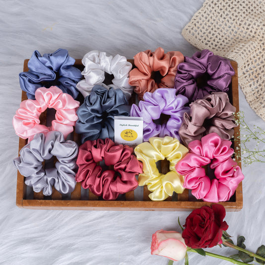 Black Duck Scrunchies Multicolour Silk Satin Fabric