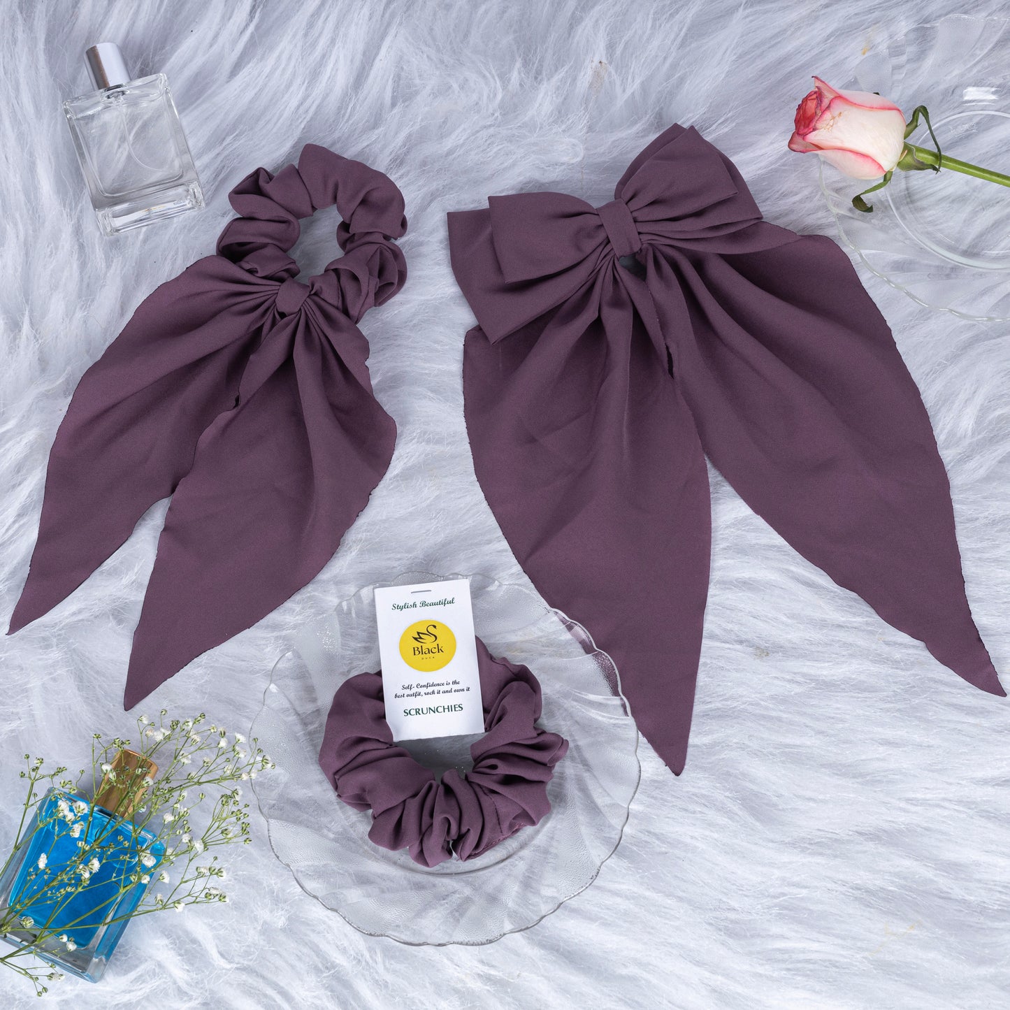 Black Duck 3 Mix Combo   Long Tail Bow, Long Hair Ties Bow,Scrunchies