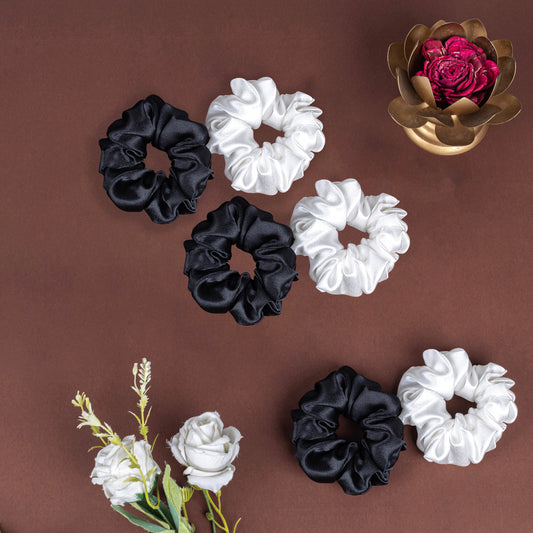 Black Duck Scrunchies Black & White Silk Satin