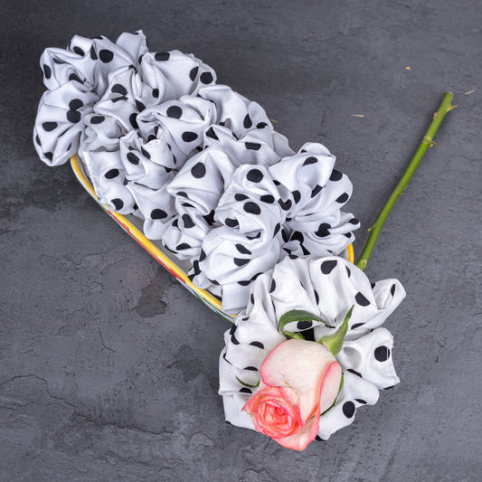 White Hair band with Black Polka